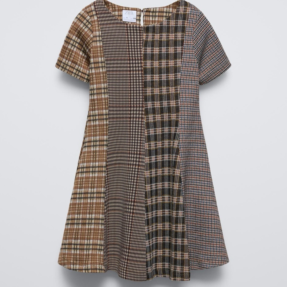 Zara Kids Plaid Dress - CONTRASTING CHECK DRESS Brown